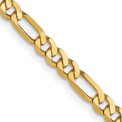 Curata 14k Yellow Gold Fancy 3.25mm Flat Figaro Bracelet