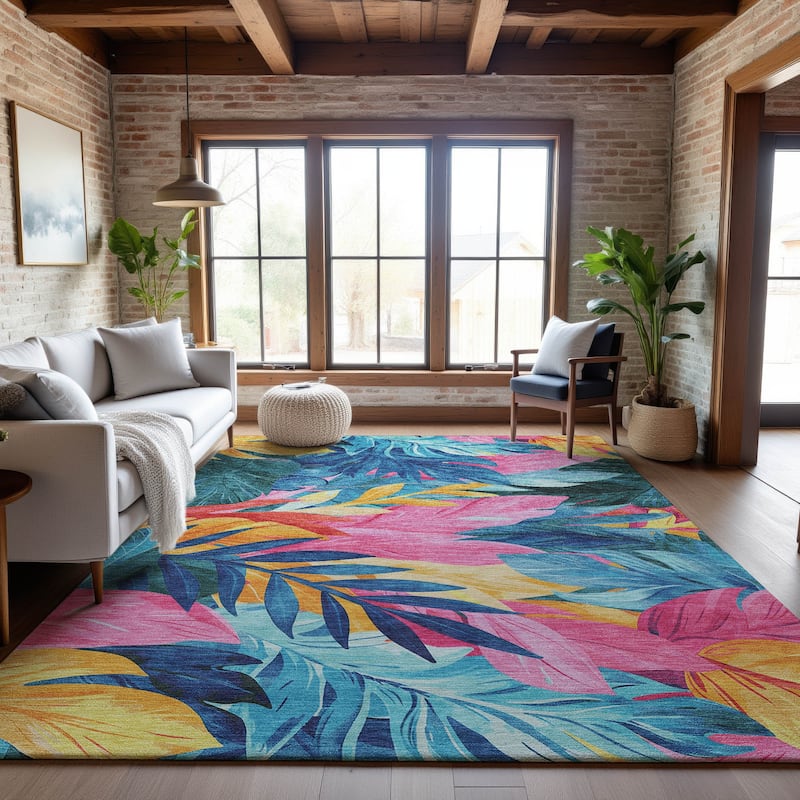 Premium Washable Super Soft Tropical Floral Mayfield Rug