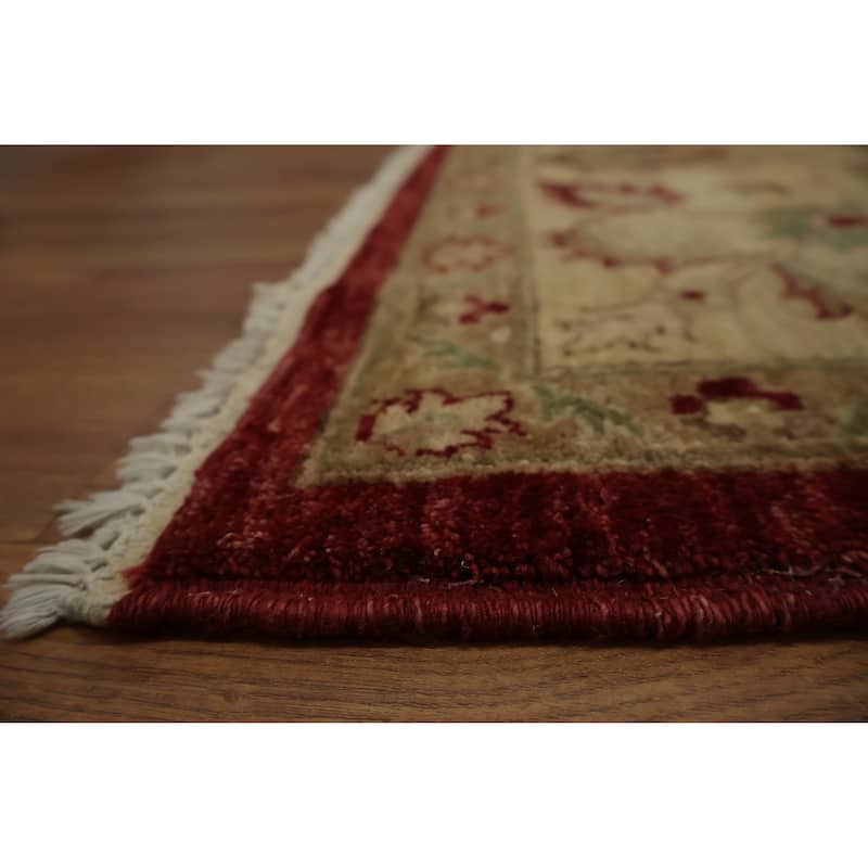 Hand Knotted Oriental 100% Wool Carpet Traditional Floral Red Peshawar Area Rug - 12' 4'' X 9' 0''