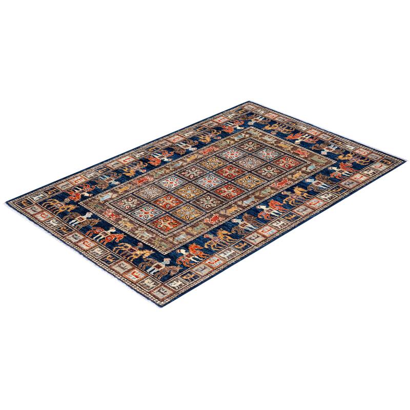 One of a Kind Hand Knotted Traditional Tribal Traditional Area Rug - 5' 0" X 3' 3"