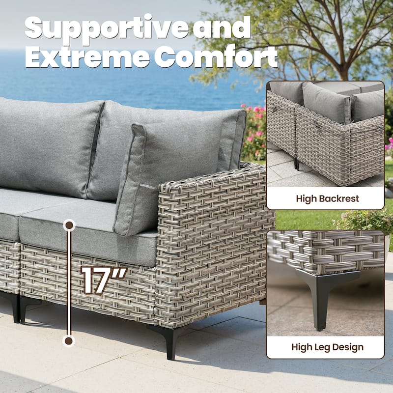 HOOOWOOO 7-piece Rattan Patio Furniture Sectional Set