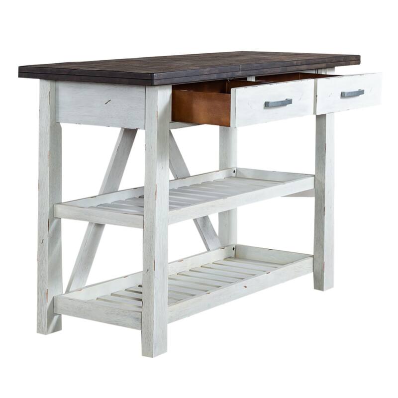 Farmhouse Dining Storage Server White and Natural Wood Finish