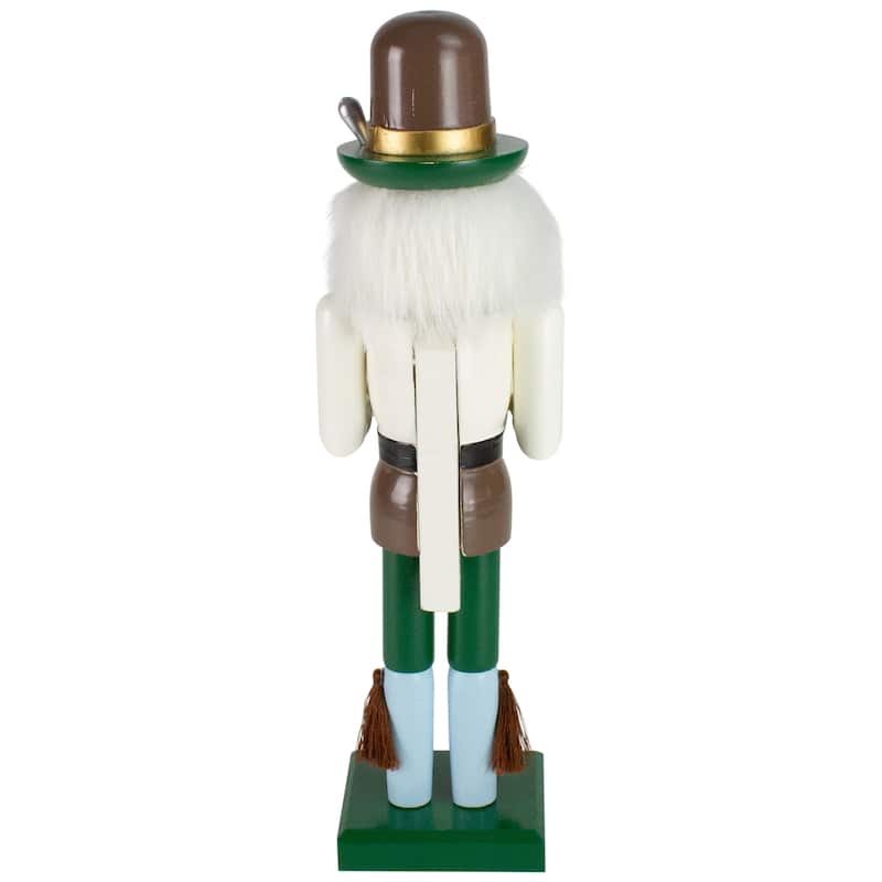 14" Green and Cream Wooden German Christmas Nutcracker