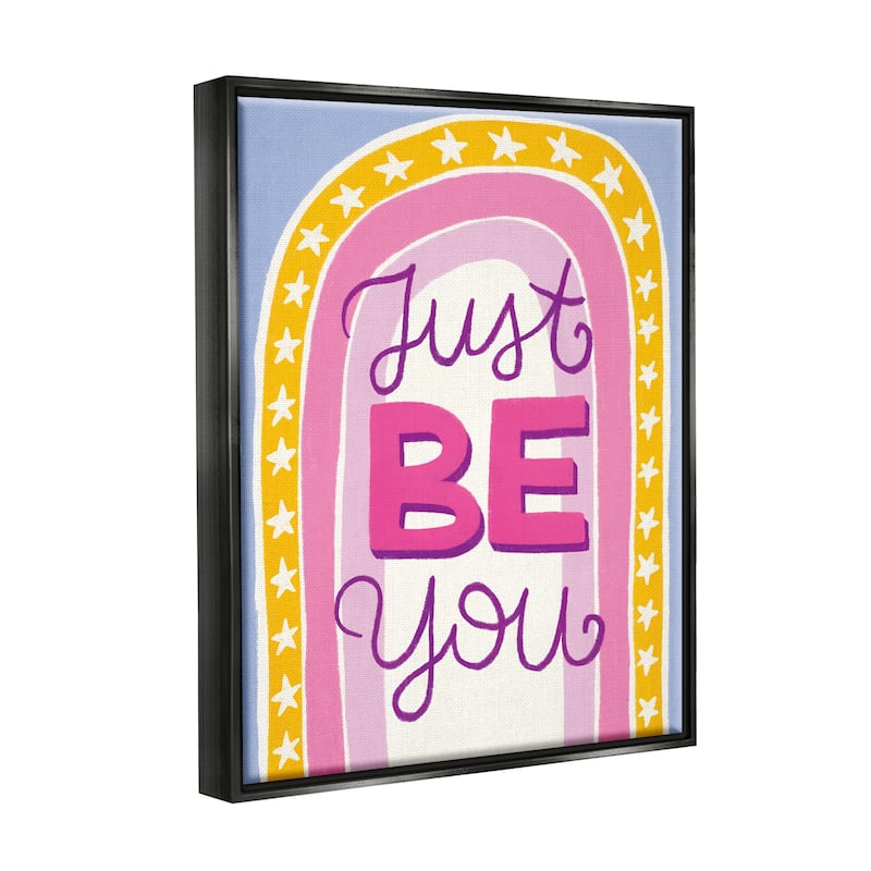 Stupell Just Be You Inspirational Framed Floater Canvas Wall Art Design
