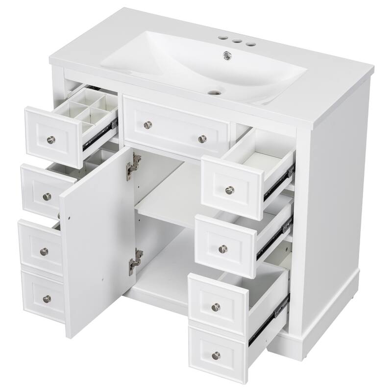 Bathroom Vanity with Sink Combo, One Cabinet and Six Drawers