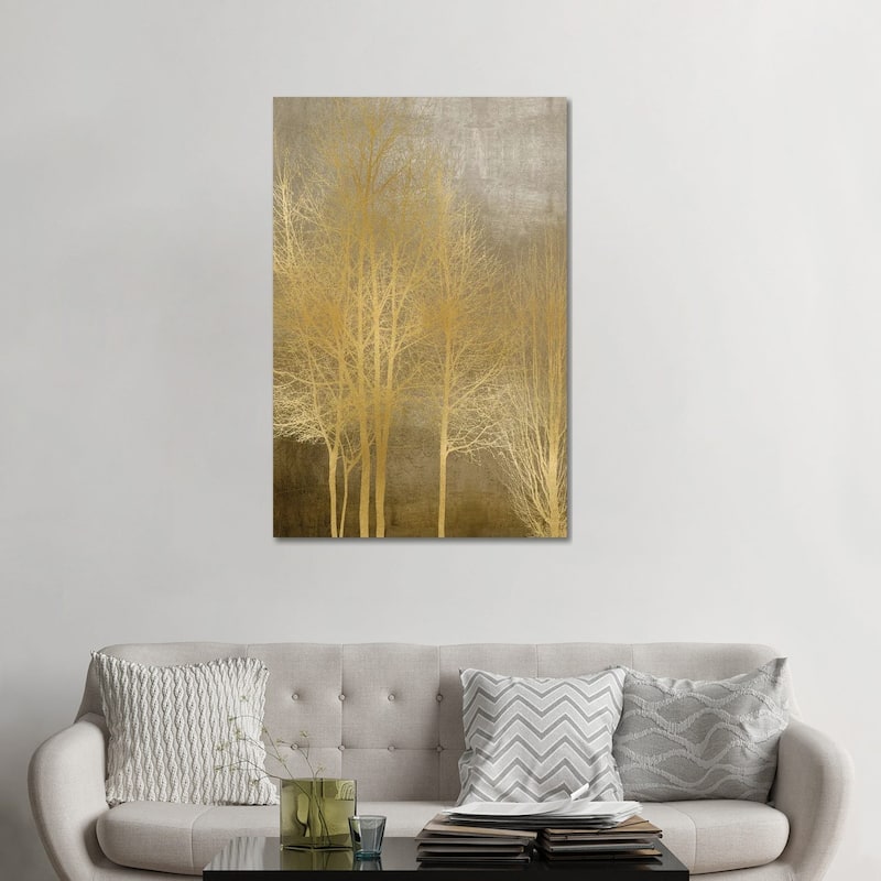 iCanvas "Gold Trees On Brown Panel I" by Kate Bennett Canvas Print - 48x32x1.5