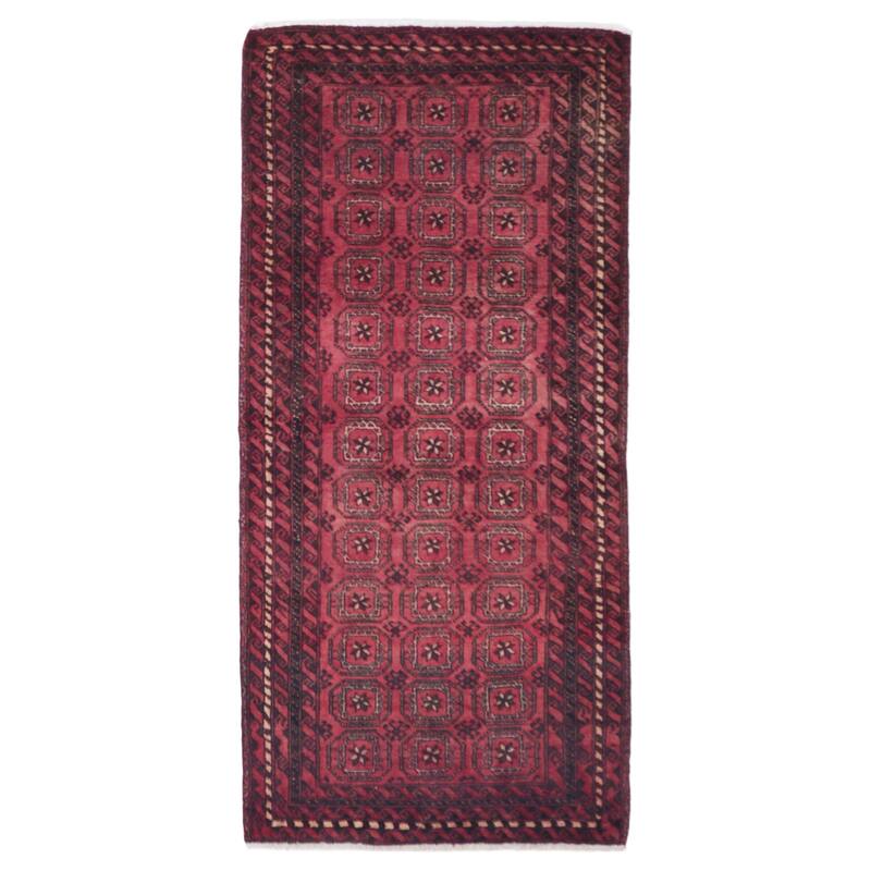 ECARPETGALLERY Hand-knotted Baluch Red Wool Rug - 2'10 x 6'1