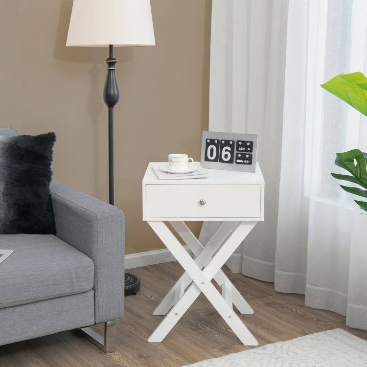 X-Shape 1 Drawer Nightstand End/Side Table Storage