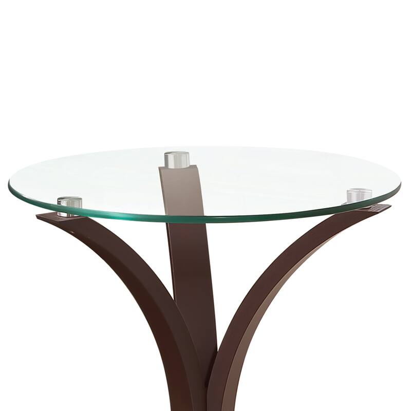 15.75 in. Cappuccino Brown Round Glass End Table, Sturdy Build End Side Table for Living Rooms