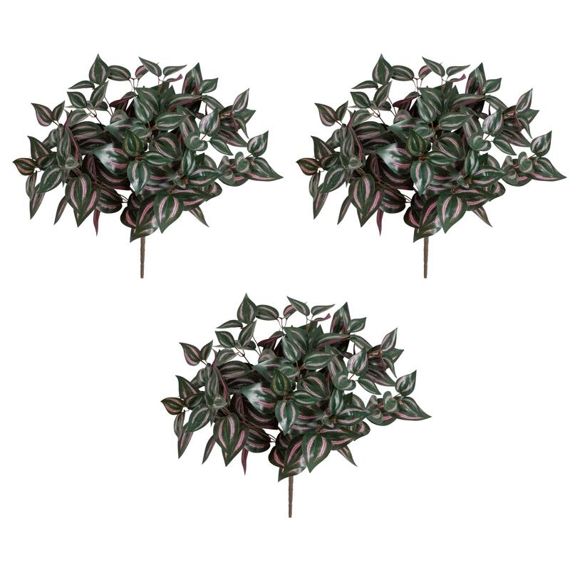 19-in UV Resistant Artificial Wandering Jew Bush - Set of 3