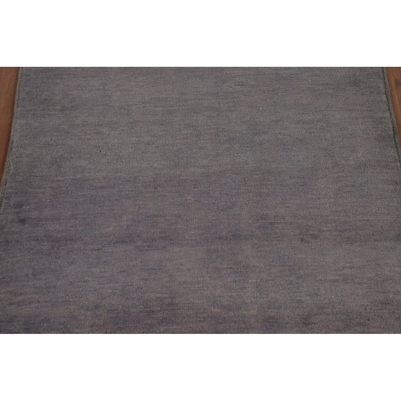 Gray Blue Gabbeh Modern Rug Hand-Knotted Wool Carpet - 3'4" x 4'10"