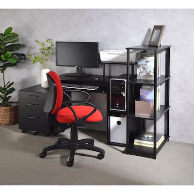 Versatile Metal and Wood Computer Desk with Integrated Storage Options