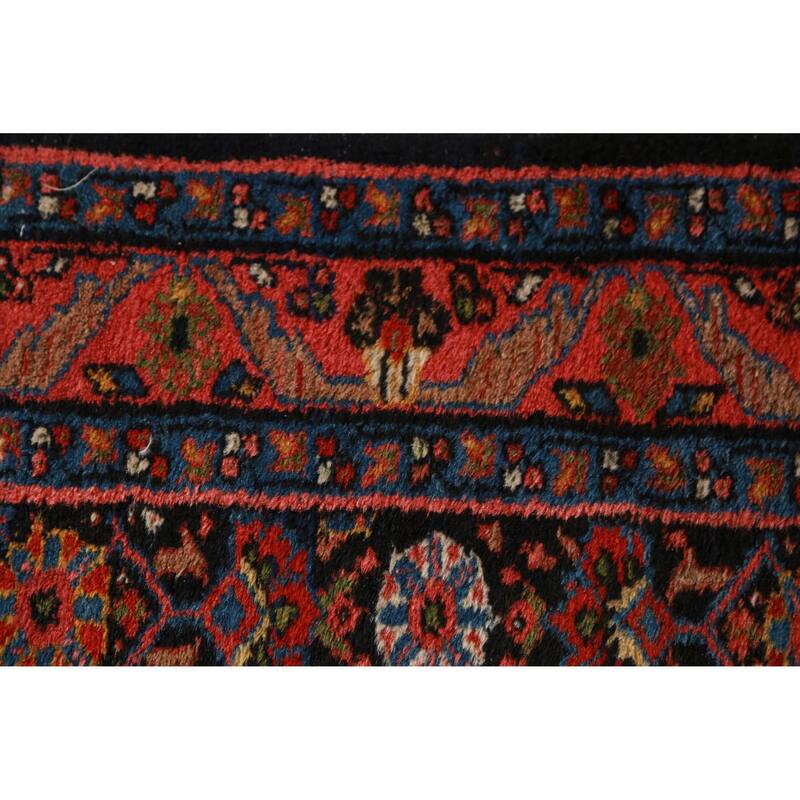 Hand Knotted Oriental 100% Wool Carpet Traditional Floral Navy Blue & Blues Mahal Runner Rug - 18' 9'' X 3' 1''