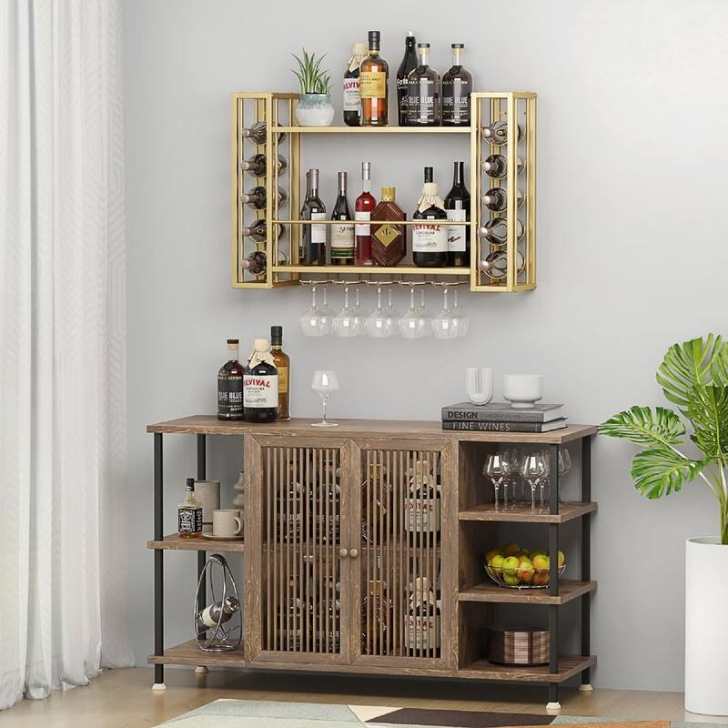 Wall Mounted Wine Rack - 31.5"D x 9.8"W x 21.65"H