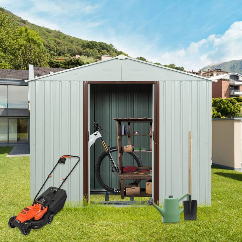 8 x 4FT White Outdoor Metal Storage Shed