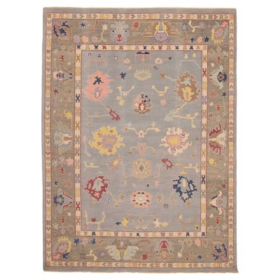 ECARPETGALLERY Hand-knotted Modern Oushak Grey Wool Rug - 8'9 x 11'11