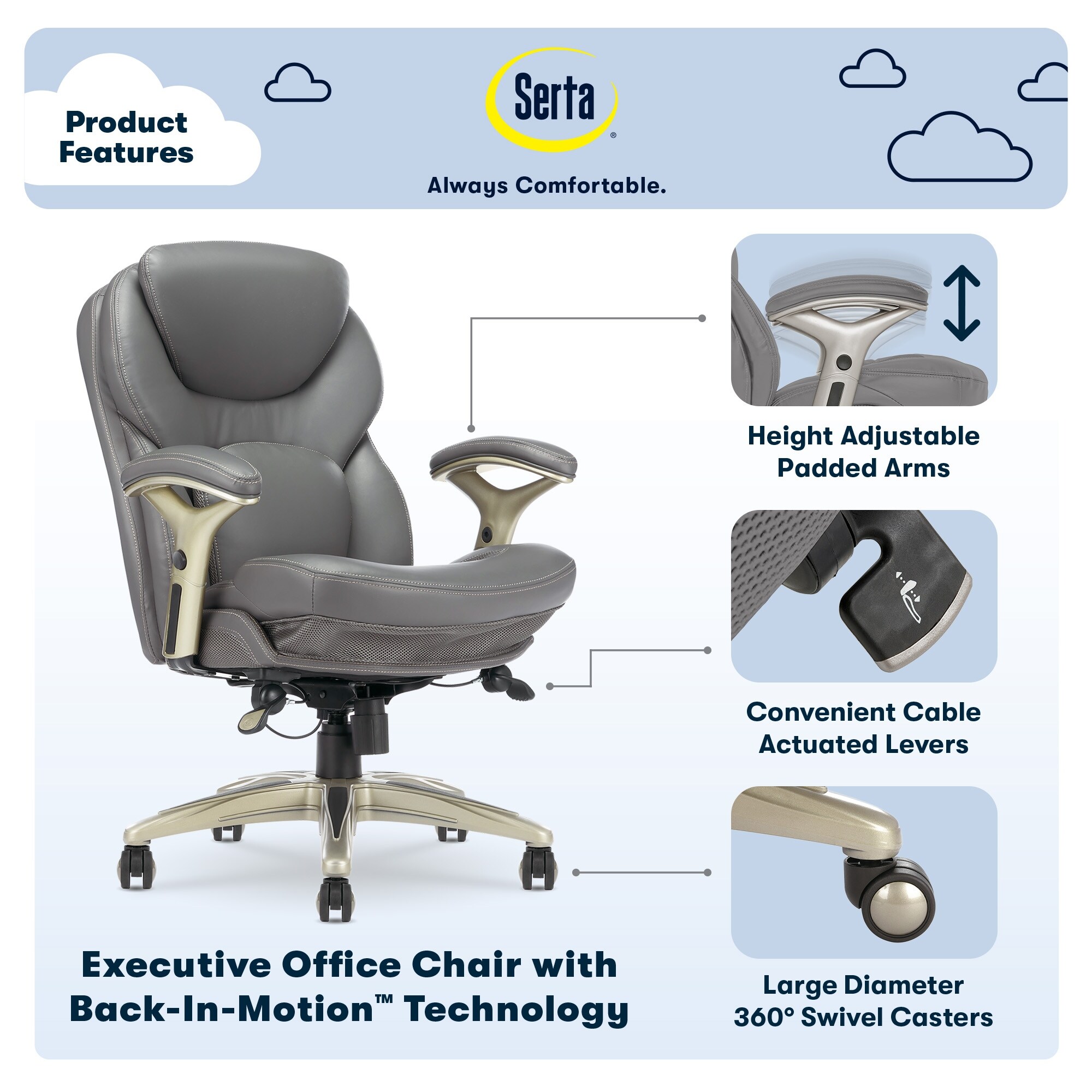 Serta Claremont Ergonomic Office Chair with Back in Motion