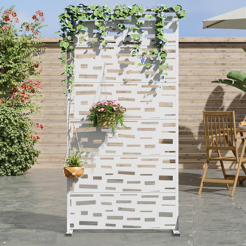 Dovelina 6ft.x 4ft. Outdoor Freestanding Metal Privacy Screen Decorative Garden Fence - 72"x35"