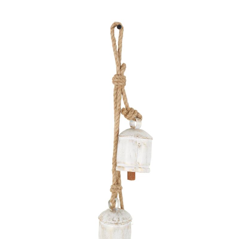 Black or White Metal Cluster Indoor Outdoor Decorative Bells with Jute Hanging Rope