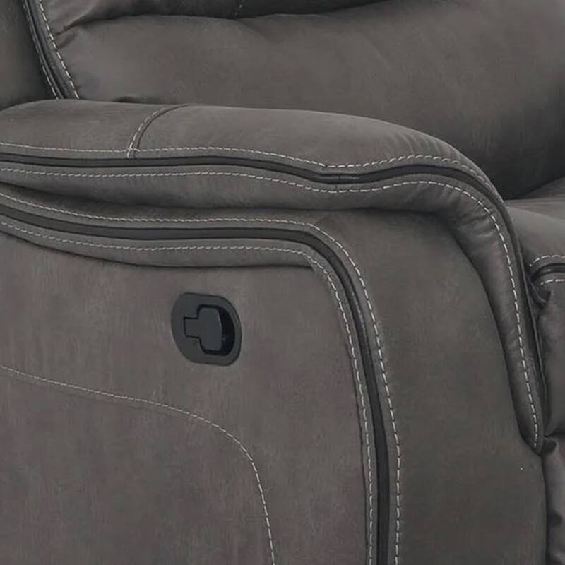 Heny Manual Glider Recliner Chair, Plush Dark Gray Pillow Top Arms