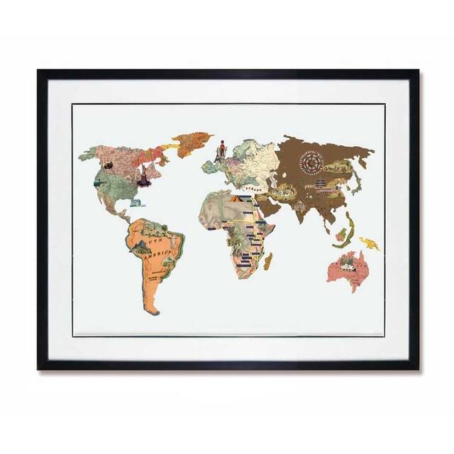 World Map Collage Art - 40 x 60