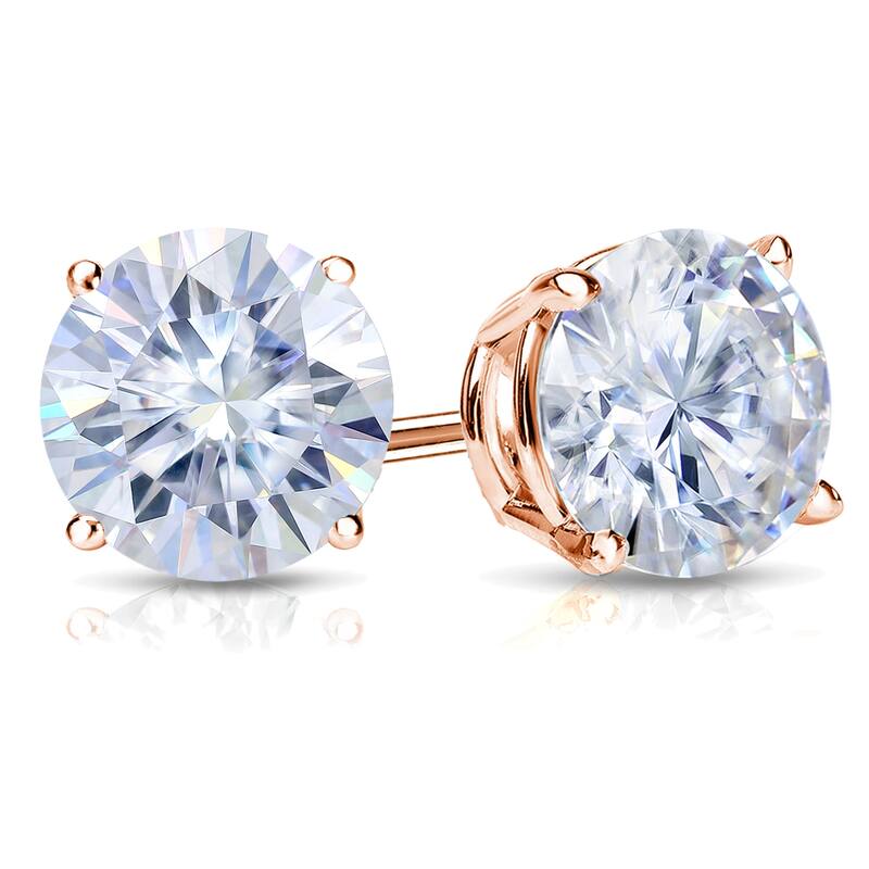 Auriya 14k Gold 2 1/2ctw Round Moissanite Stud Earrings - 7 mm, Push-Backs