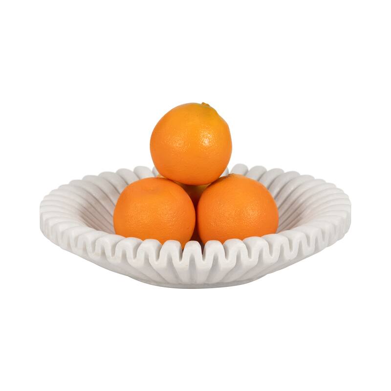 Sagebrook Home Ceramic Decorative Bowl in Elegant White, Modern Home Decor, Single Piece, 12 Inches - 12" x 12" x 3"