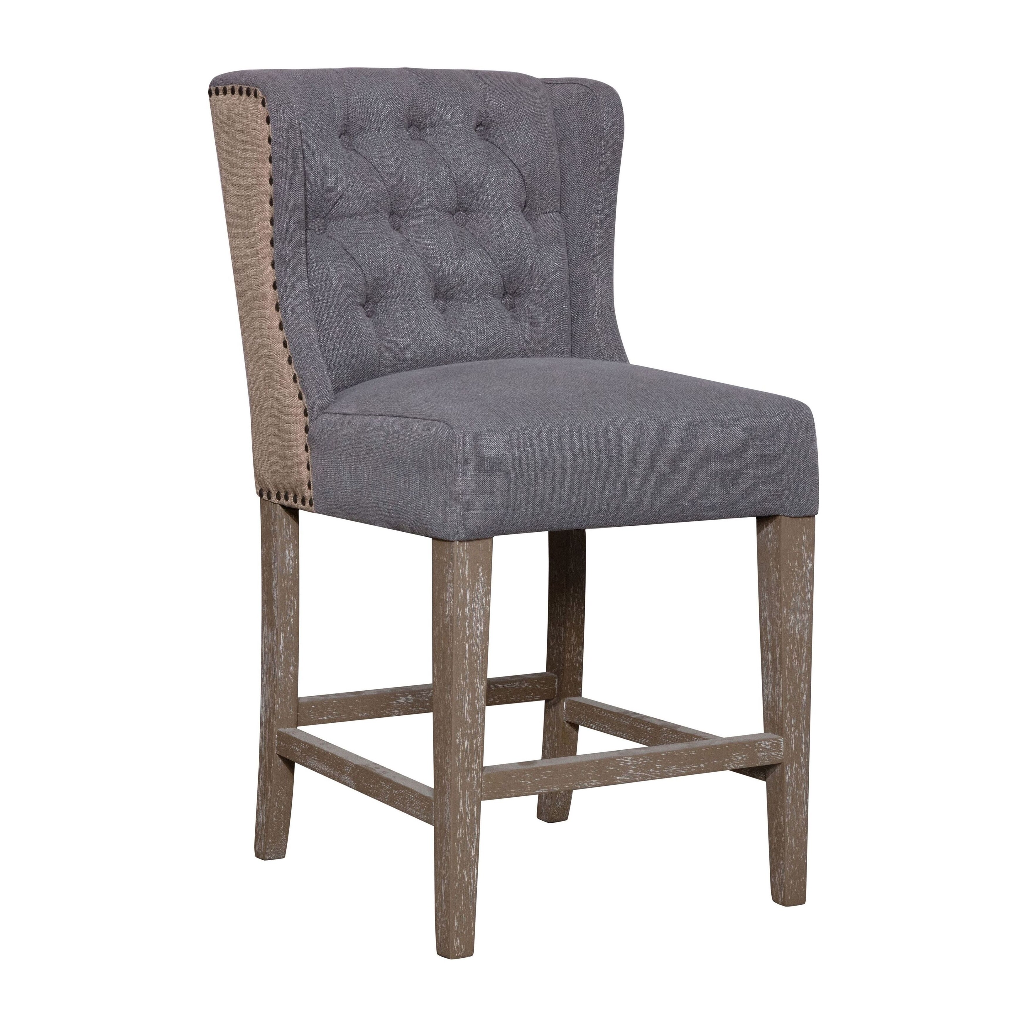 Abel Two Toned Performance Linen Wingback Counter Stool Jute and