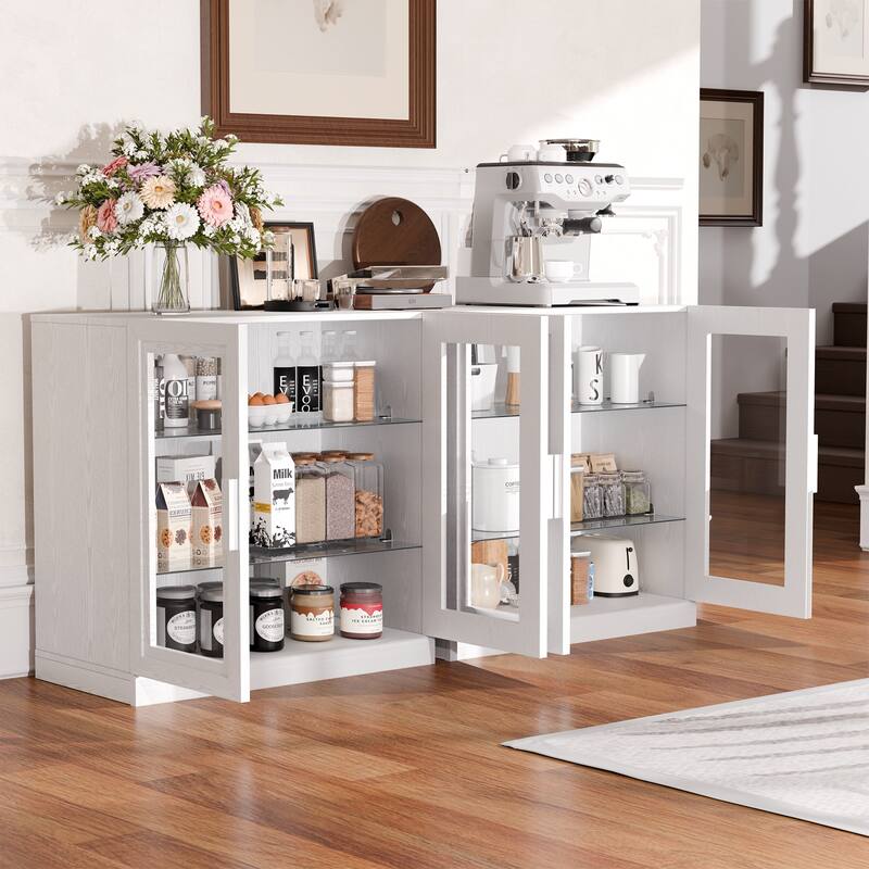 31"H Classic Storage Cabinet with Adjustable Shelves with Glass Door