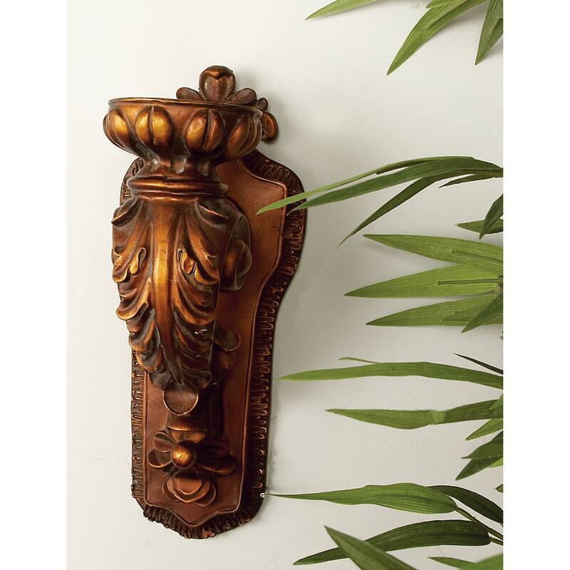 Polystone Single Candle Wall Sconce - Bronze - Roche River Decor - 7"W x 5"L x 13"H