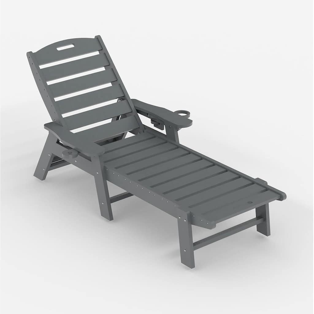 HDPE 5-Position Patio Lounge Chair for Outside Pool Edges, or Gardens
