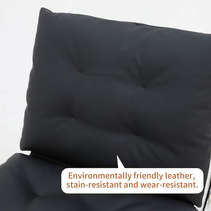 Leather Armchair, Modern Accent Chair High Back, Living Room Chairs with Metal Legs and Soft Padded, Sofa Chairs