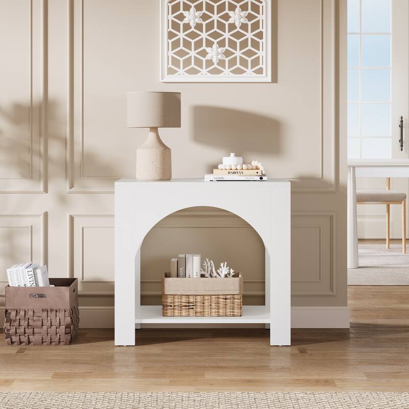 Farmhouse End Table for Living Room Large Side Table with Storage Sofa Table