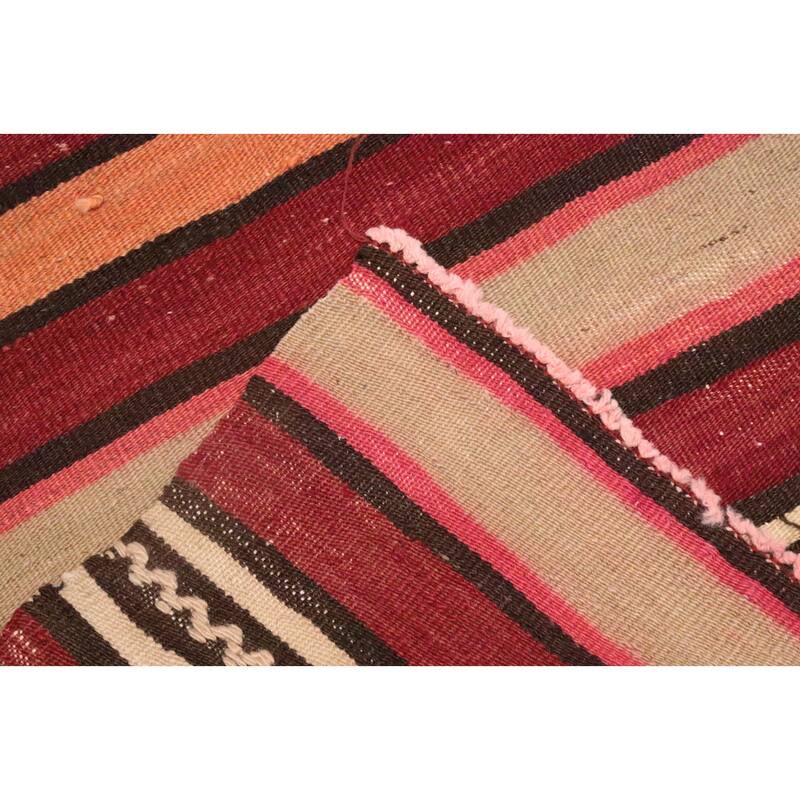 Hand Woven Oriental 100% Wool Carpet Southwestern Tribal Red Kilim Area Rug - 6' 8'' X 5' 2''