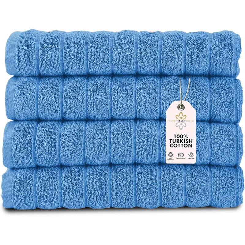Brampton Turkish Cotton 4 Piece Bath Towels Set Heavyweight 27x54" - Blue