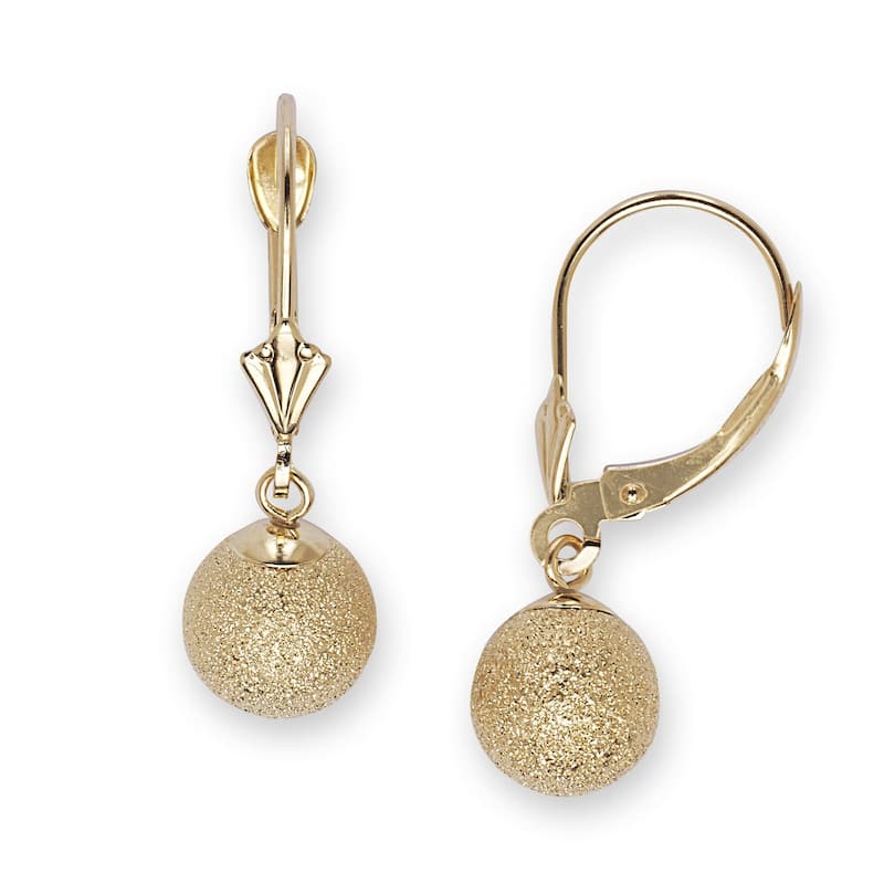 Curata 14k Yellow Gold Large Laser-cut Ball Dangle Earrings