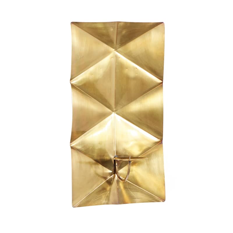 Stainless Steel Metal Geometric Pillar Wall Sconce with Hammered Design - Gold - Roche River Decor - 6"W x 10"L x 18"H