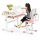 preview thumbnail 10 of 8, Gymax Kid's Study Desk & Chair Set Height Adjustable with Tilt Desktop