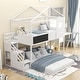 preview thumbnail 2 of 18, Twin over Full House Bunk Bed with Storage Staircase & Doodle Blackboard, Solid Wood Slats Support, Perfect for Kids' Bedroom