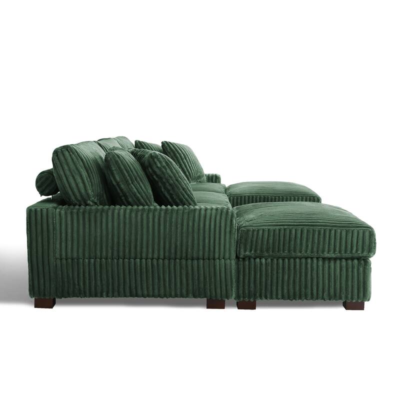 114.5" W Upholstered Sectional Modular Sofa with 2 Ottomans