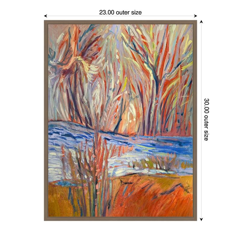 Cadmium Winter Solstice I by Dorothy Fagan (23 x 30 in.), Framed Canvas Wall Art Print - Sylvie Dark Gold