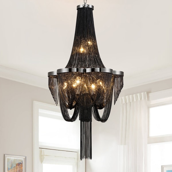 Modern 8 Light Tassel Chain Empire Chandelier With Chrome Finish On Sale Bed Bath Beyond 38330950