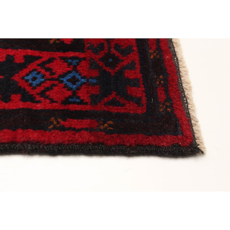 ECARPETGALLERY Hand-knotted Teimani Red Wool Rug - 3'1 x 8'9