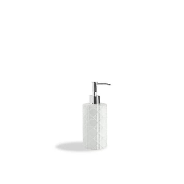 Kassatex Rattan Bathroom Accessory Collection - White Lotion Dispenser