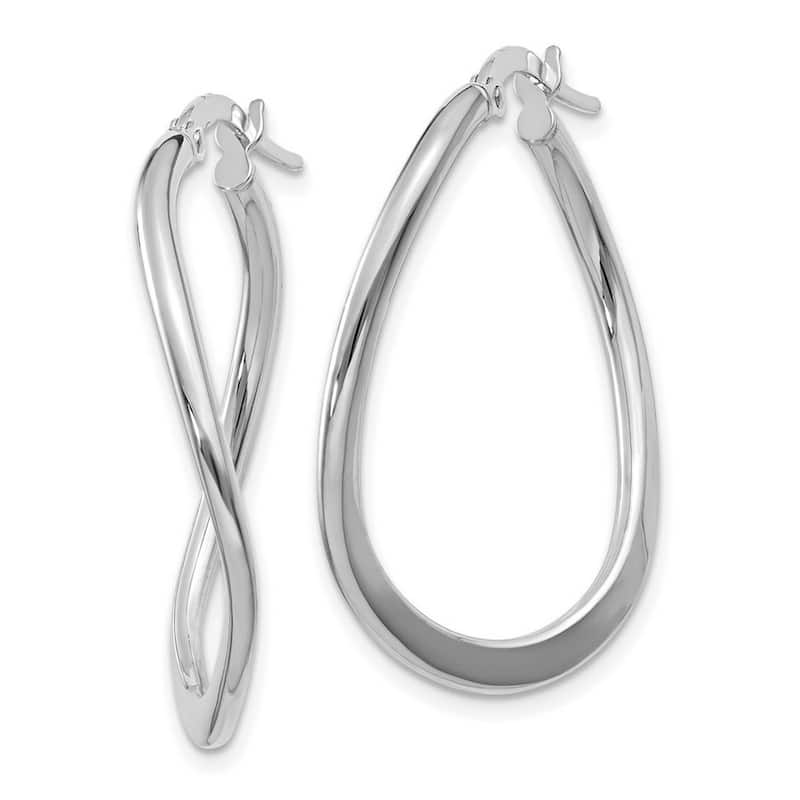Curata 14k Yellow or White Gold 2x19mm Polished Tapered Twist Hoop Earrings