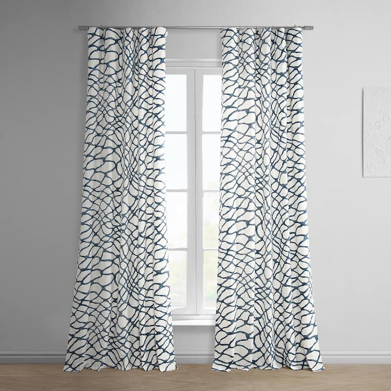 Exclusive Fabrics Ellis Printed Cotton Twill Curtain (1 Panel) - 50 X 84 - Elis Blue