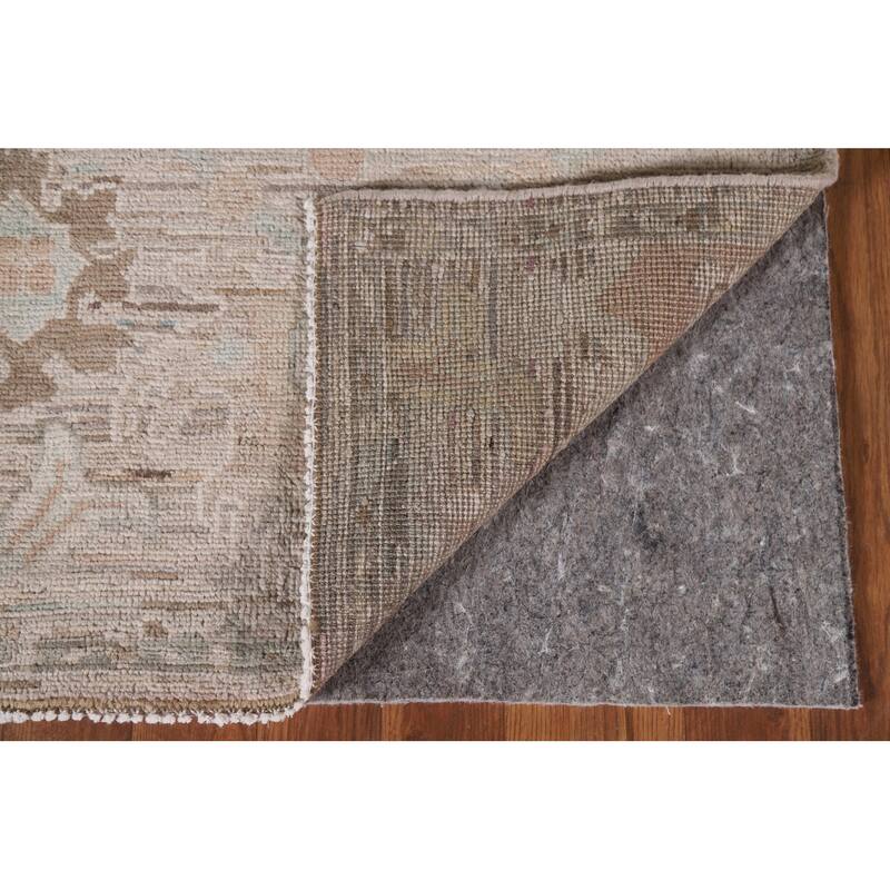 Hand Knotted Oriental 100% Wool Carpet Transitional All-Over Beige & Ivories Oushak Runner Rug - 13' 4'' X 2' 5''