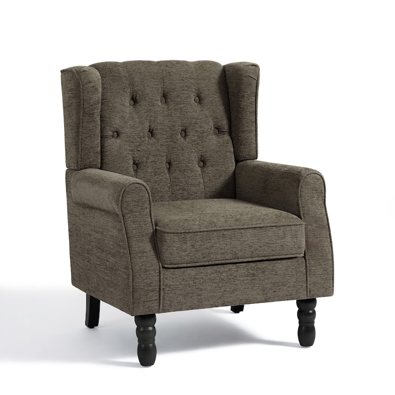Button-Tufted Accent Chair Wingback Armchair - 38"H