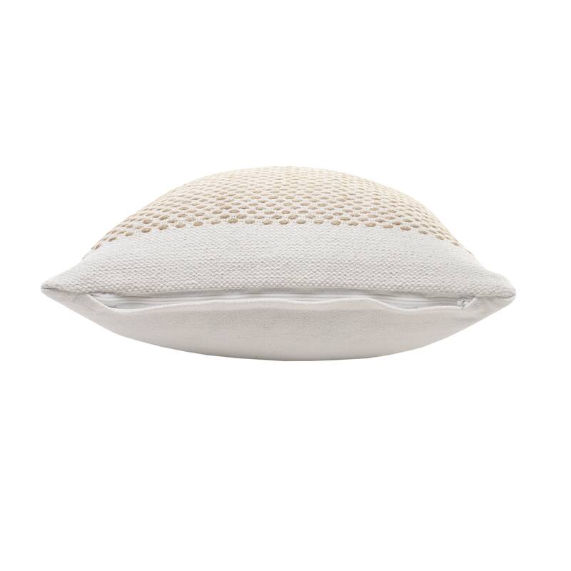Sevita Reed Natural/White Bordered Cotton Throw Pillow, Set of 2