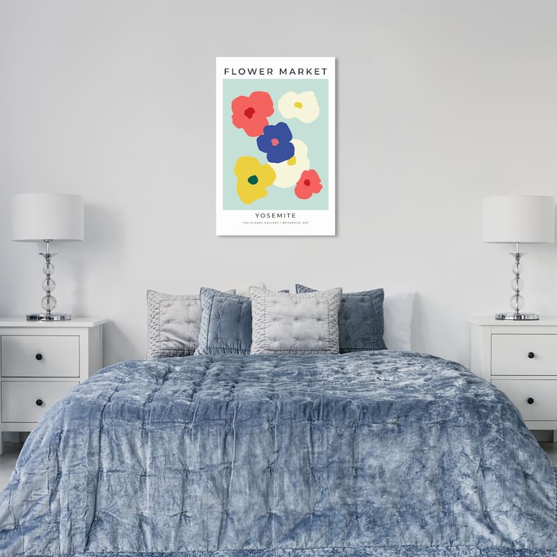 Wynwood Studio Canvas Floral and Botanical Flower Market Yosemite Blue and Modern & Contemporary Wall Art Canvas Print - 36 x 24